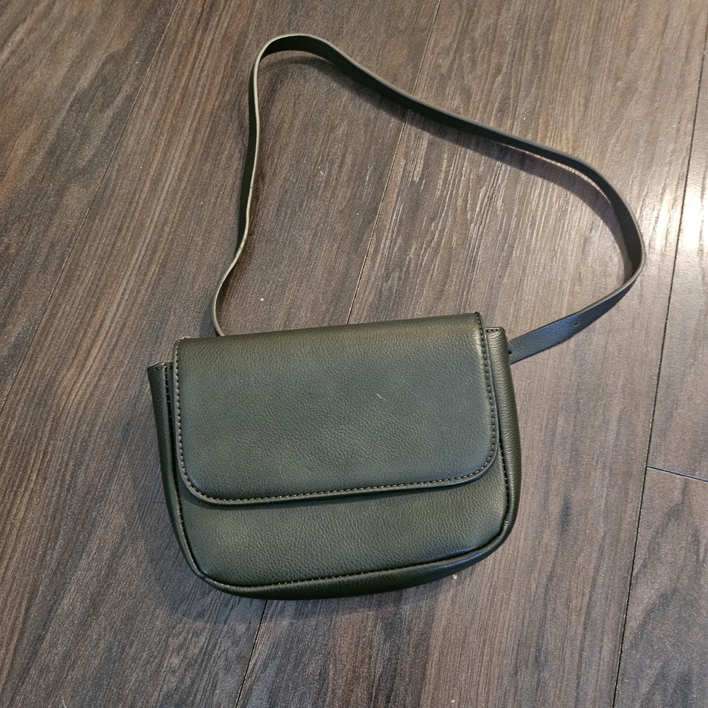 OAK + FORT Dark Green Leather Crossbody Waist Bag/Pack